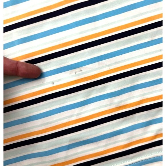 Peter Millar Polo Shirt Mens XL Blue Orange Stripes Golf Course Wicking … - Picture 6 of 8